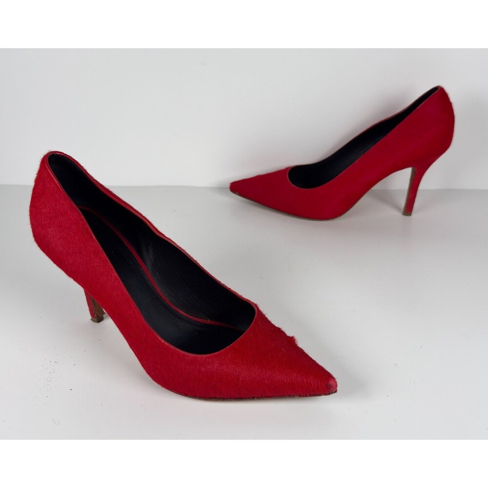 Celine Paris Women's Red Pony Hair Fur Pointed Toe Pumps EU 39.5 US 9.5 $720 - Picture 1 of 13